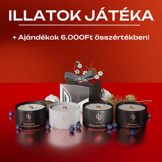 Illatok Játéka (4 db szabadon választható fémtégelyes illatgyertya + 6.070Ft összértékű ajándékok!)