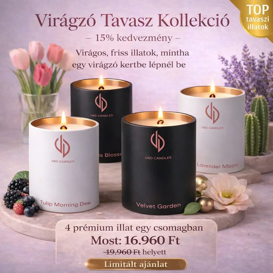 Virágzó Tavasz Kollekció - 15% kedvezménnyel, mely tartalmazza: Velvet Garden, Tulip Morning Dew, Cactus Blossom,Lavender Moon