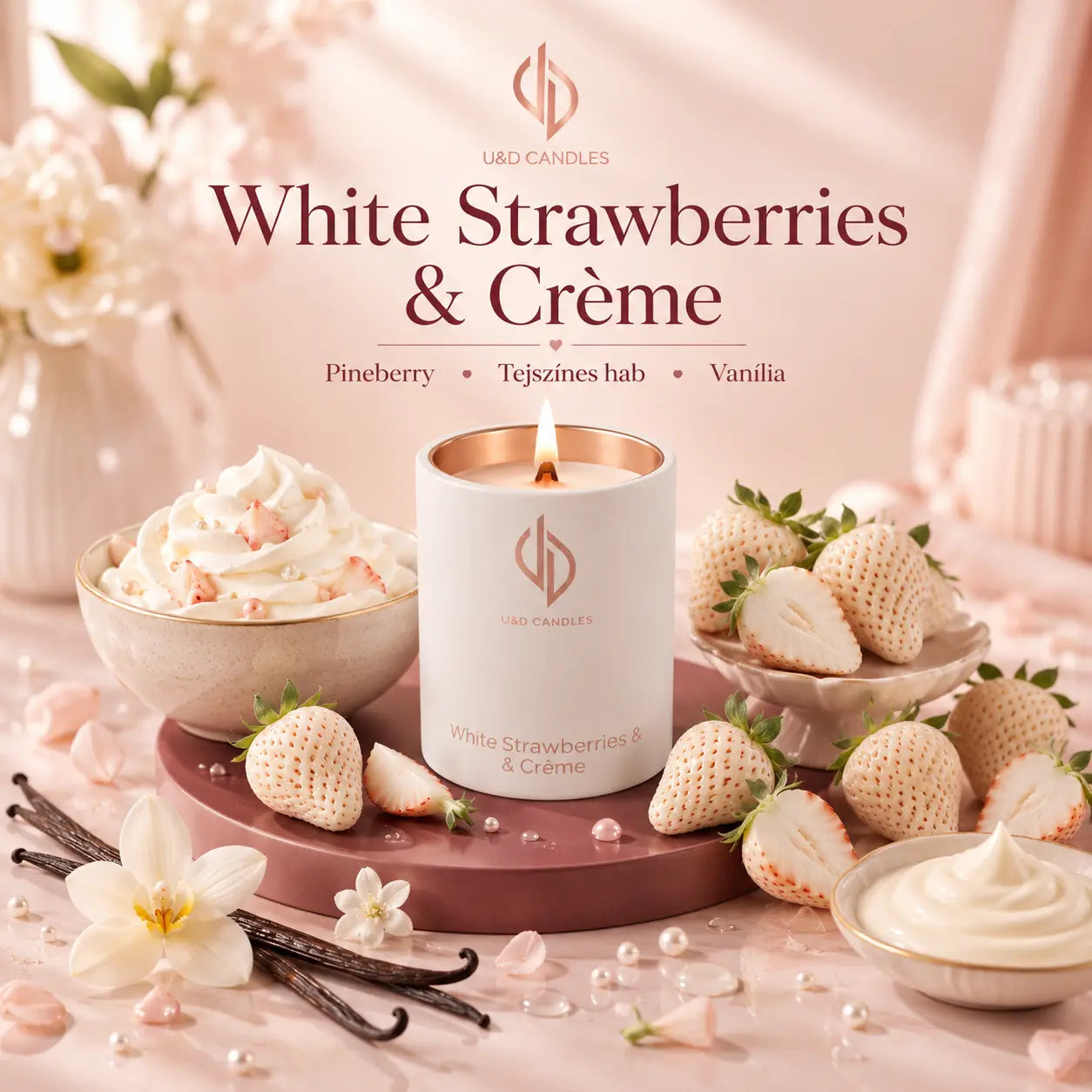 White Strawberries & Crème - Bársonyos Fehér Eper