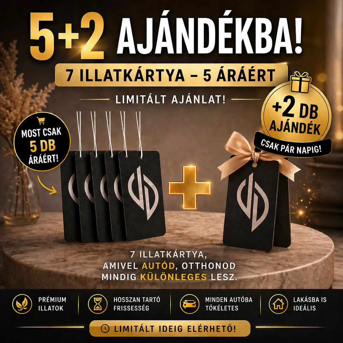 illatkártya csomagajánlat - Vásárolj 5 illatkártyát és 2 darabot ajándékba adunk mellé!