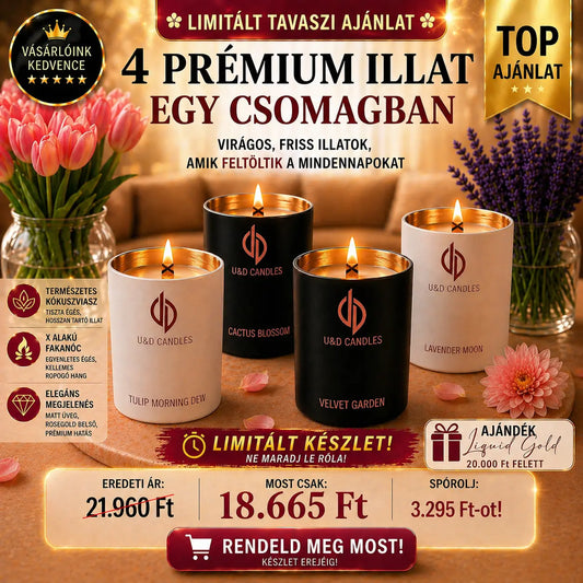 Virágzó Tavasz Kollekció - 15% kedvezménnyel, mely tartalmazza: Velvet Garden, Tulip Morning Dew, Cactus Blossom,Lavender Moon
